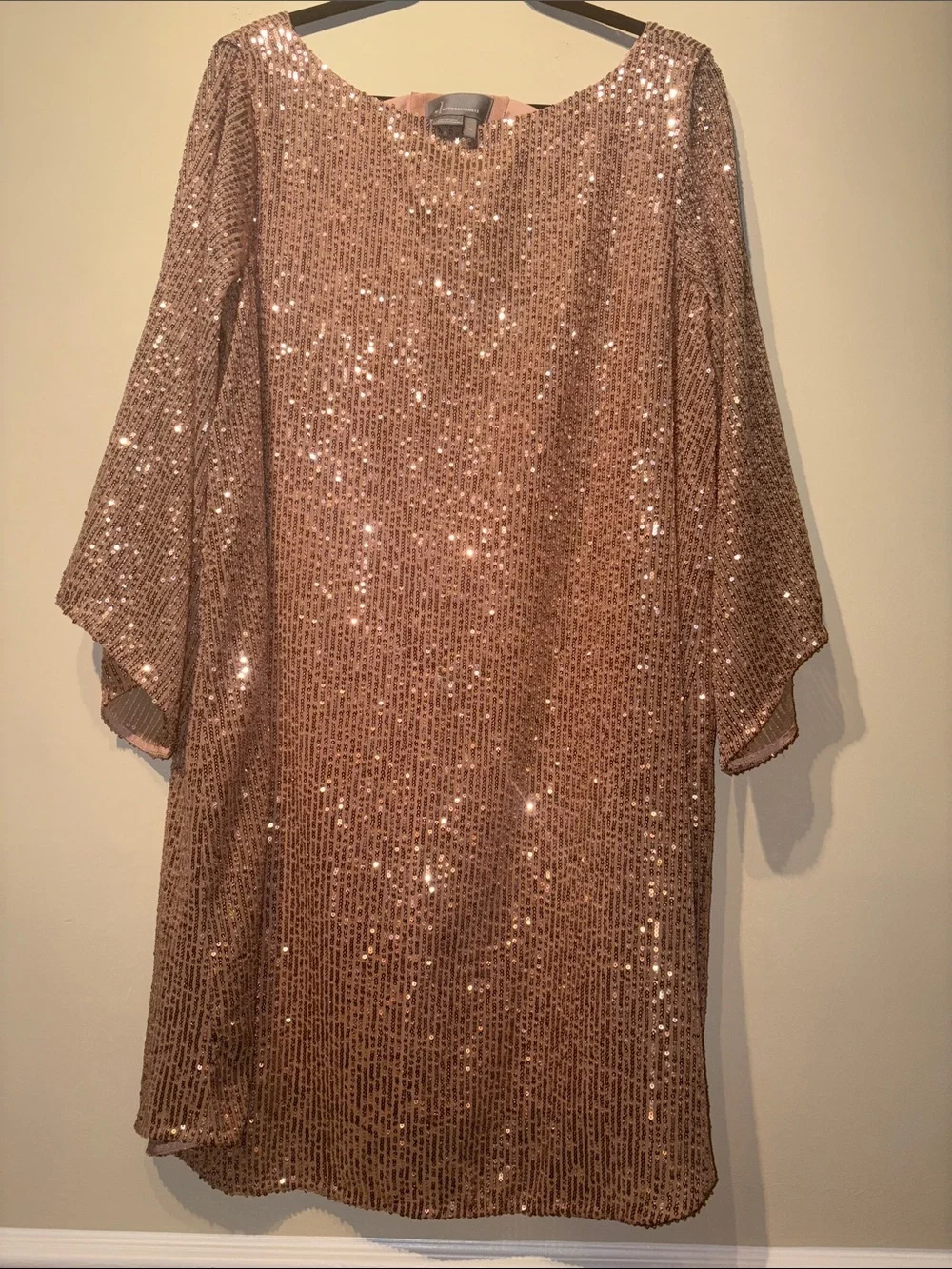 rose gold sequin shift dress Dance Fever Strappy Back Sequin Mini Dress Rose Gold